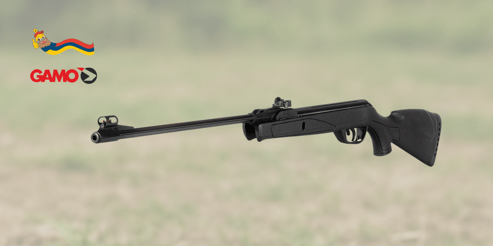 Foto del rifle Deltamax Force sobre fondo de campo rifle deportivo deltamax force gamo
